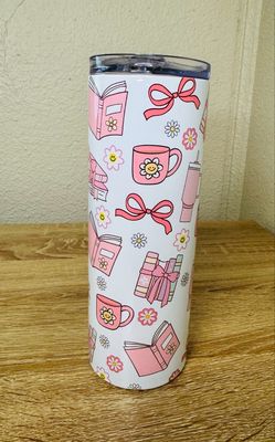 Girly Pink Bookish Lover Tumbler