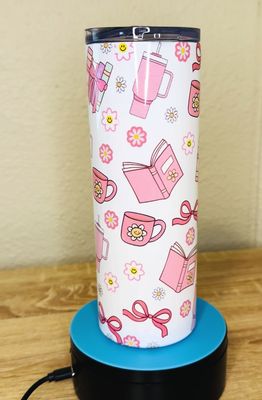 Girly Pink Bookish Lover Tumbler