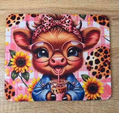 Highland Cow With Coffee Mouse Pad