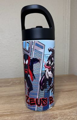 Personalized Colorful Spiderman and Venom Kids Tumbler