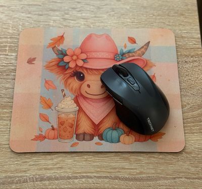 Fall Highland Cow With Iced Coffee Mousepad