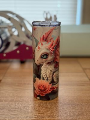 Pretty Pink And White Dragon Tumbler