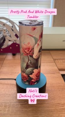 Pretty Pink And White Dragon Tumbler