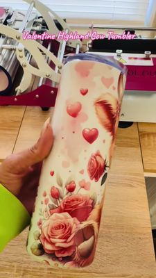 Valentine Highland Cow Tumbler