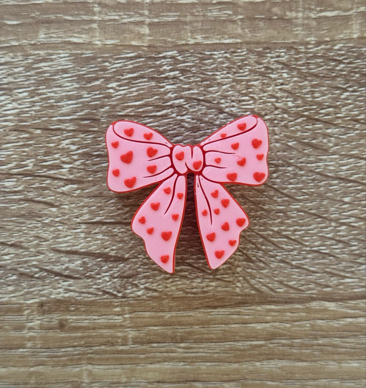 Coquette Bow With Hearts 3D Straw Topper