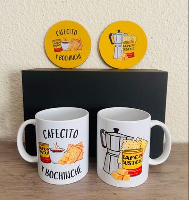 Cafecito Y Bochinche Mugs With Matching Coasters BUNDLE