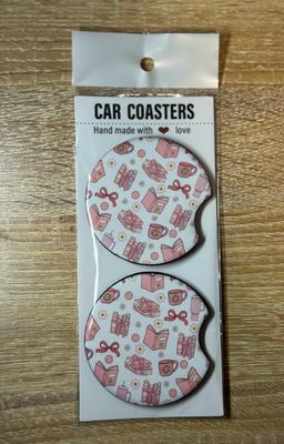 Girly Bookish Car Coasters 