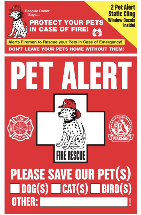Pet Alert Window Decal