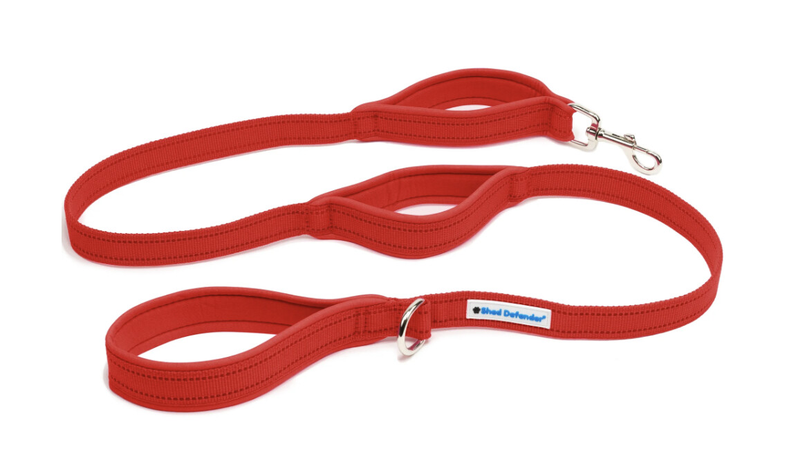 3 Handle Leash  5', Color: Red