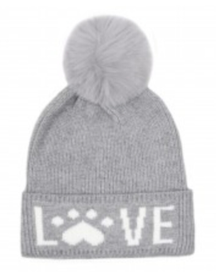 Love Knit Hat, Color: Gray w/white
