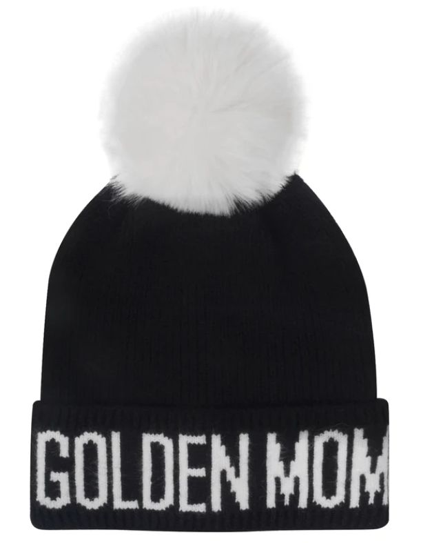 Dog Mom Knit Hat, Breed: Golden, Color: Black