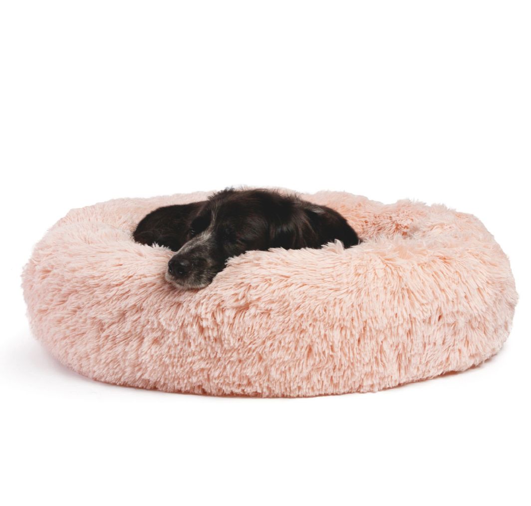 Calming Shag Donut Cuddler Dog Bed -Disco'd