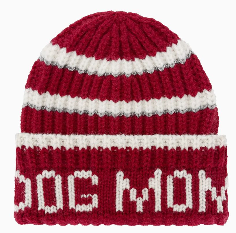 Dog Mom Striped Beanie
