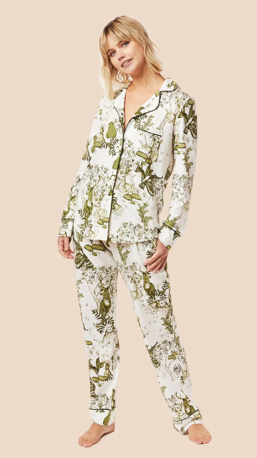 Pima Knit L/S Pajamas Set, Color: Woodside, Size: S