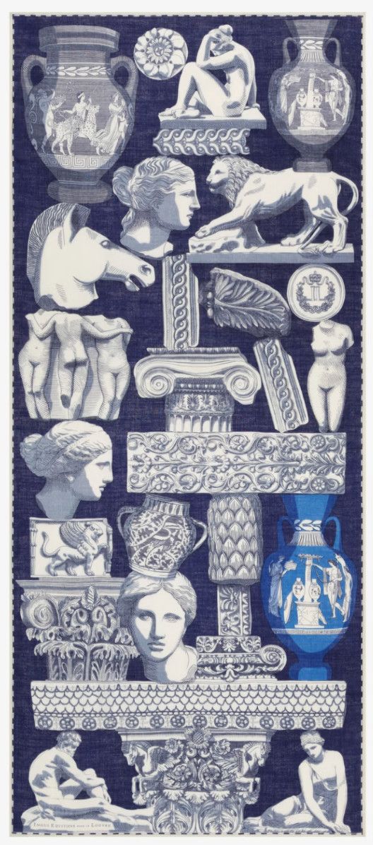 Etole 80 Archives Wool Scarf Navy
