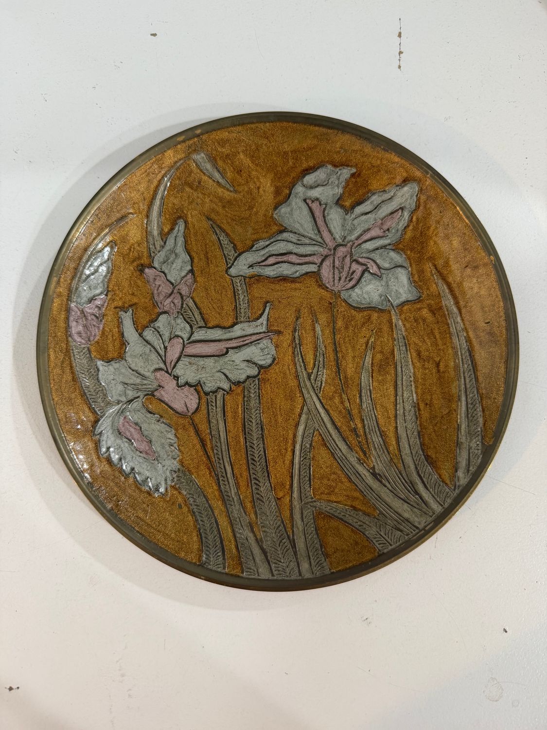 Vintage Metal Floral Plate