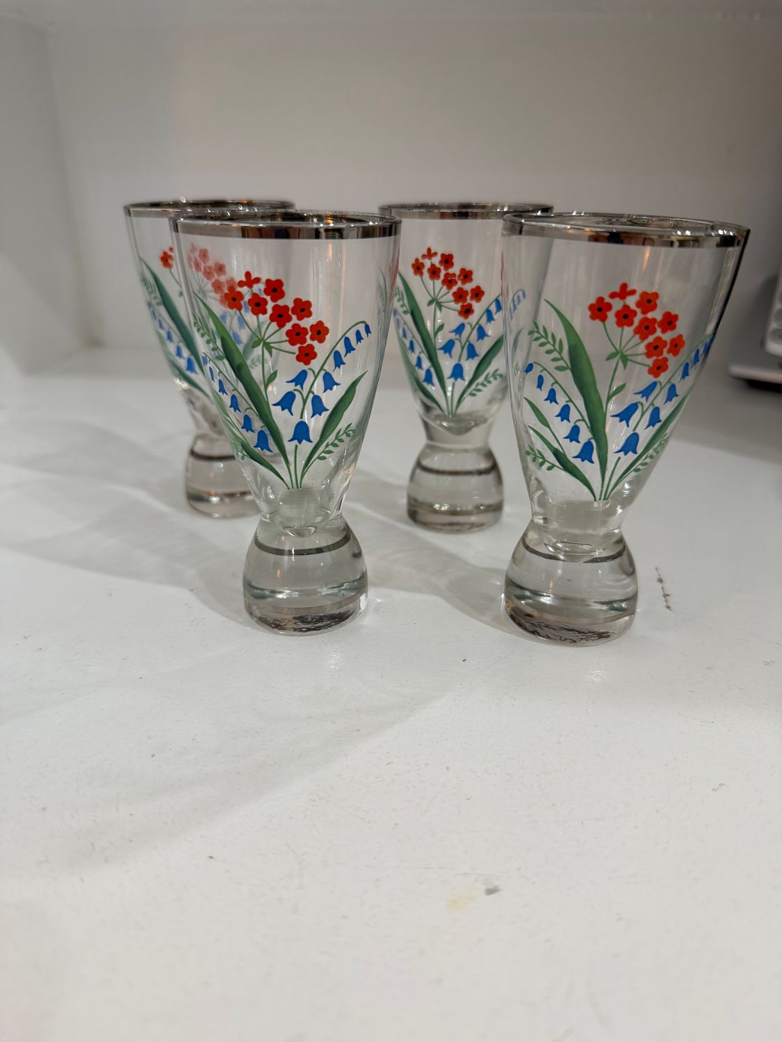 Vintage MCM Floral Glasses (Set of 4)