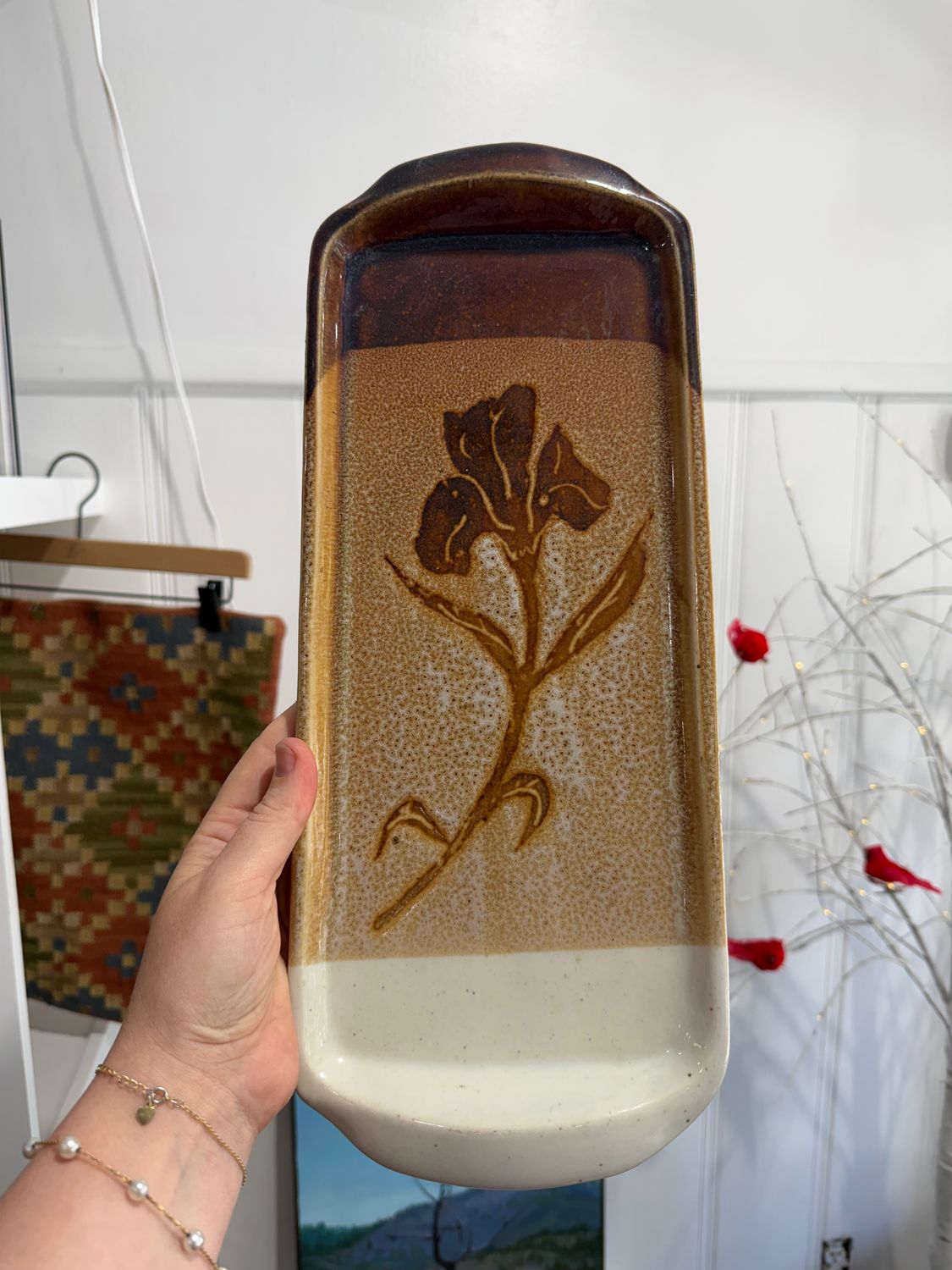 Vintage Stoneware Iris Platter