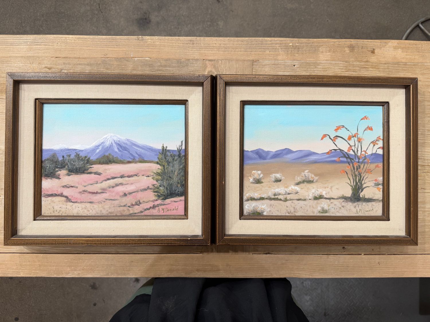 Vintage Oil Painting - Purple Desert Mountains (Set of 2)