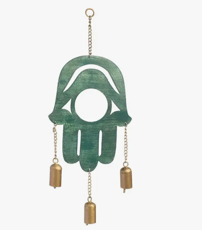 Patina Hamsa Bell Wind Chime
