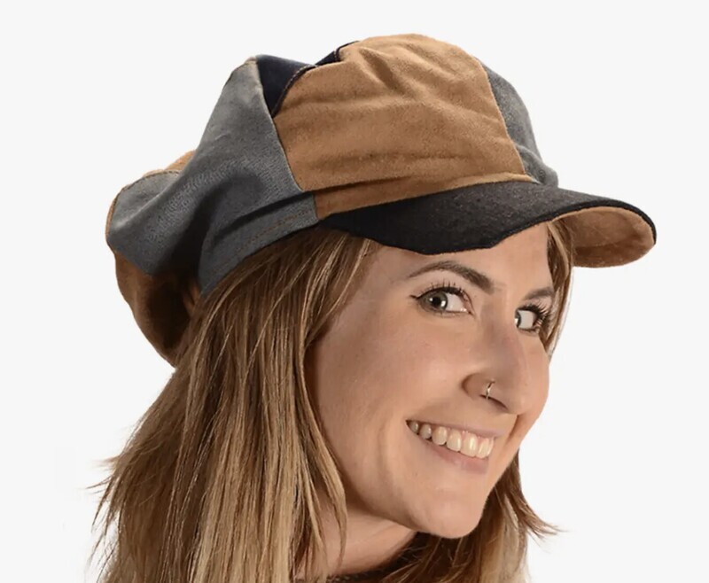 Denim &amp; Faux Suede Applejack Hat