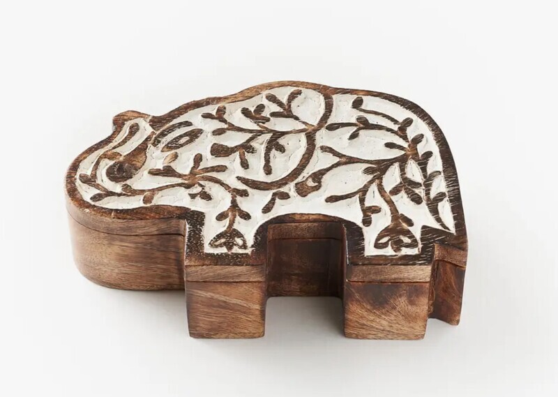 Antique Finish Pivot Box - Elephant