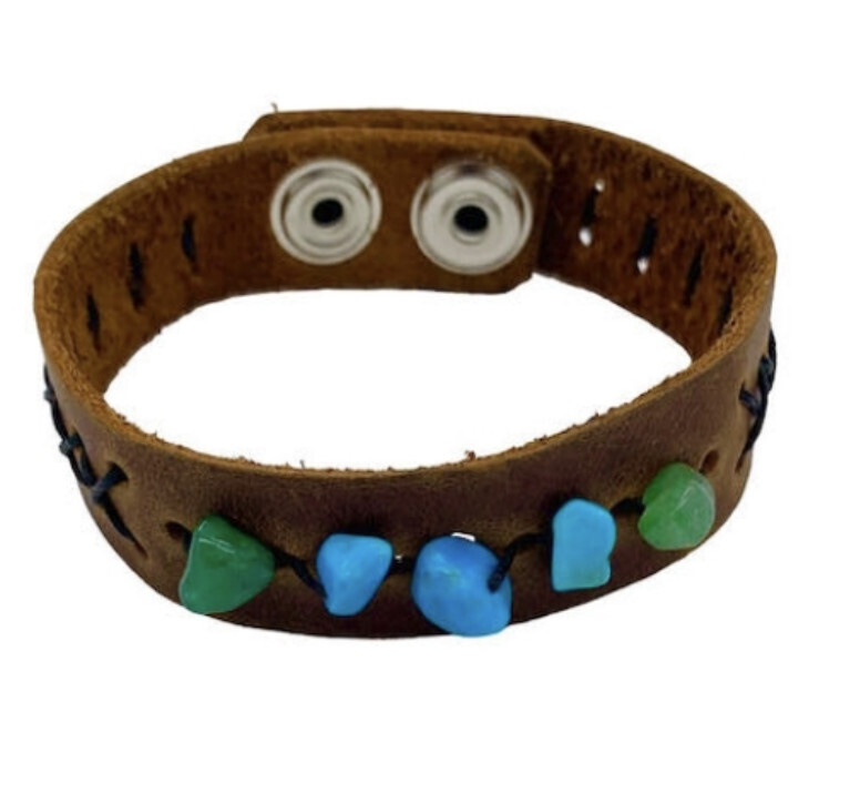 Leather Stone Bracelet (brown)