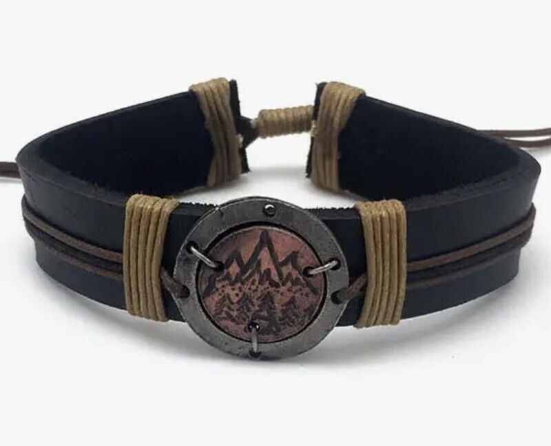 Pull Tie Leather Bracelet - Happy Camper