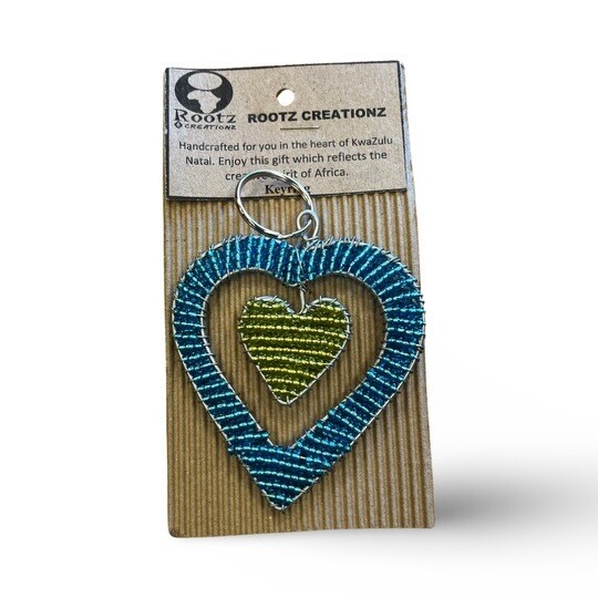 Double Heart Keychain (Blue+Green)