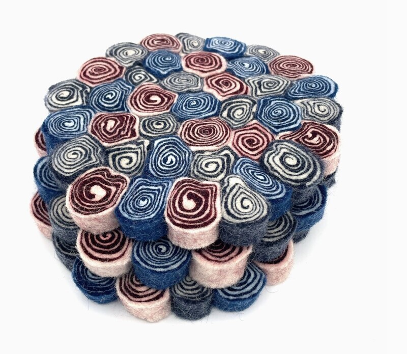 Dark Forest Mushroom Felt Swirl Trivet