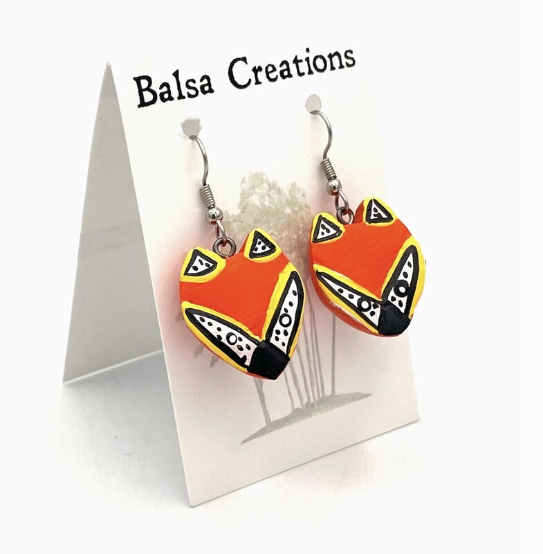 Whimsical Fox Balsa Earrings