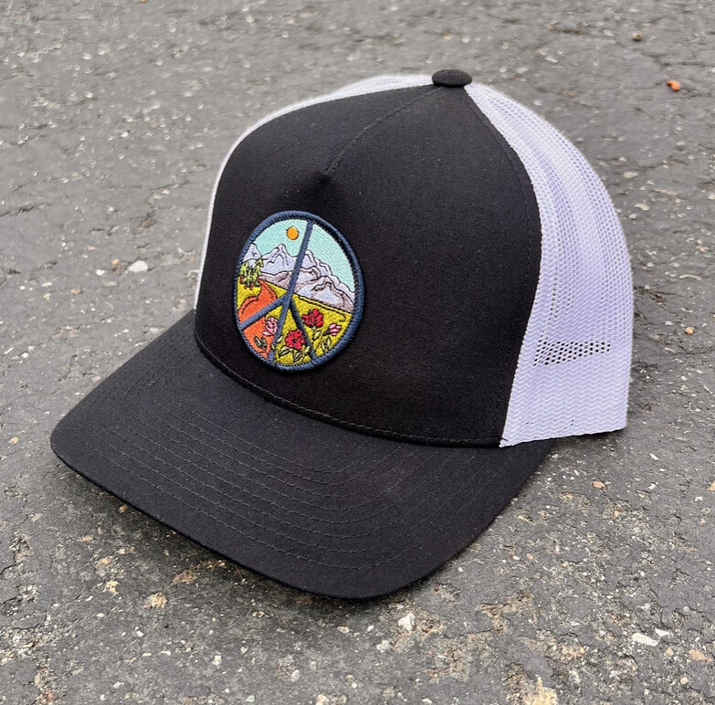 Peace Sign Trucker Hat (BW)
