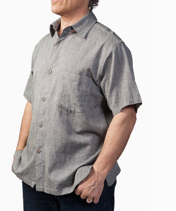 Solid Button Shirt (Charcoal, XXL), Nepal