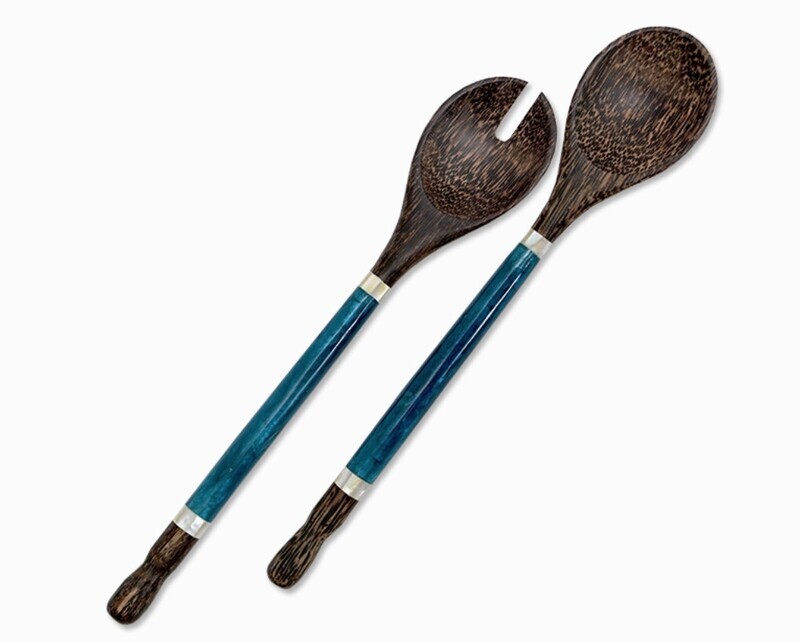 Capiz &amp; Palm Wood Server - Indigo