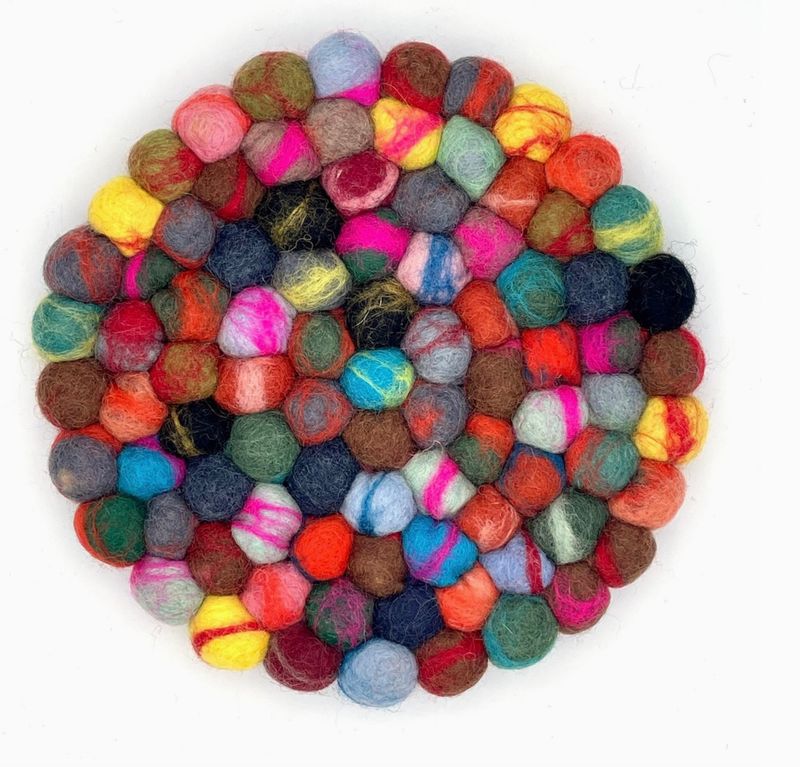 Multi-Color Felt Ball Trivet