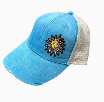 Sun Distressed Patch Hat (Teal)