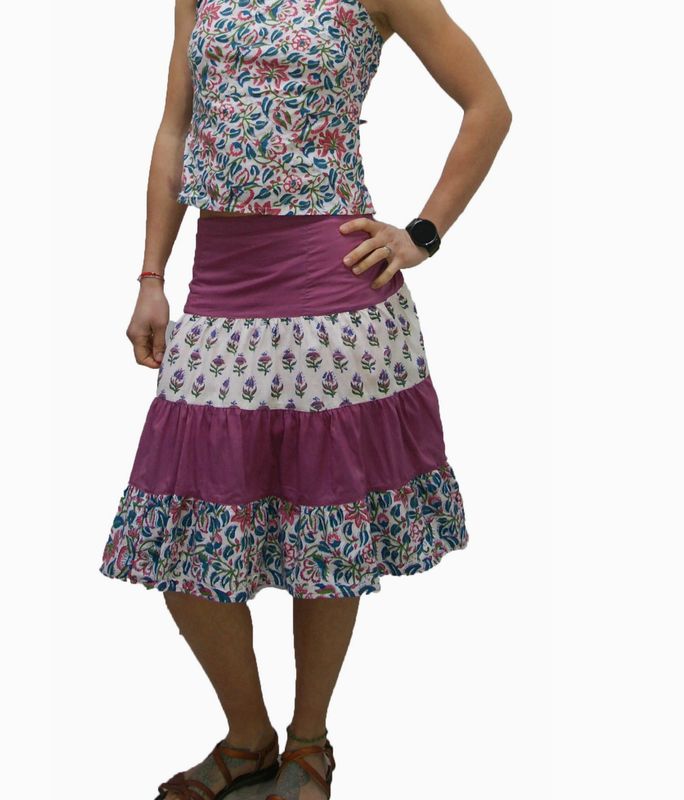 Short Cotton Tiered Wrap Skirt