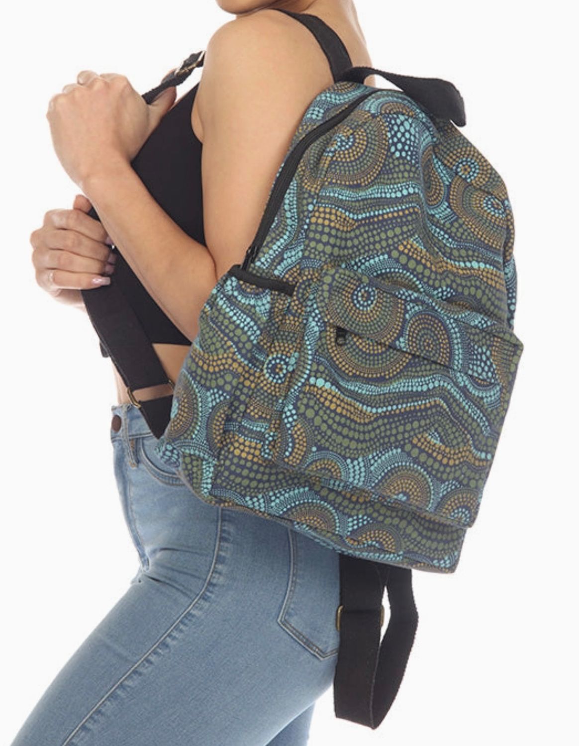 Cosmos Dot Print Backpack, Color: Blue