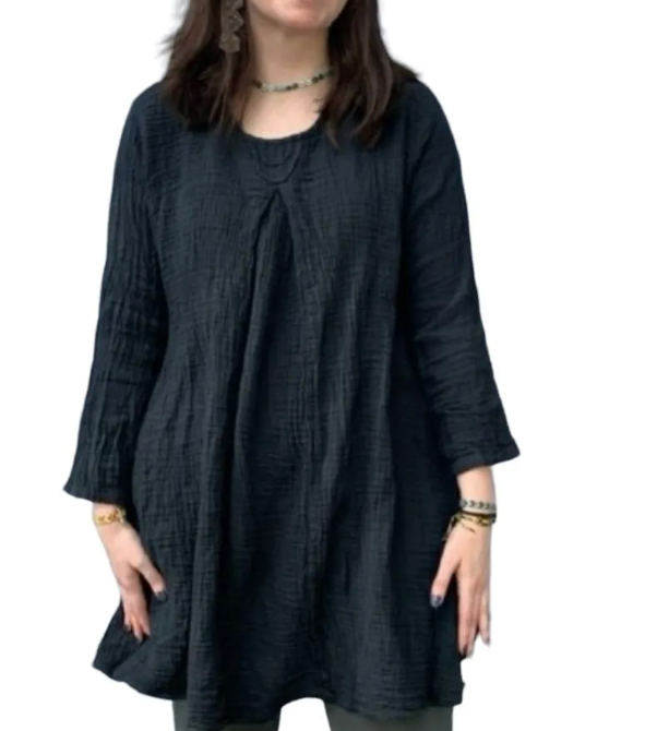 Gauzy Cotton Pleated Tunic