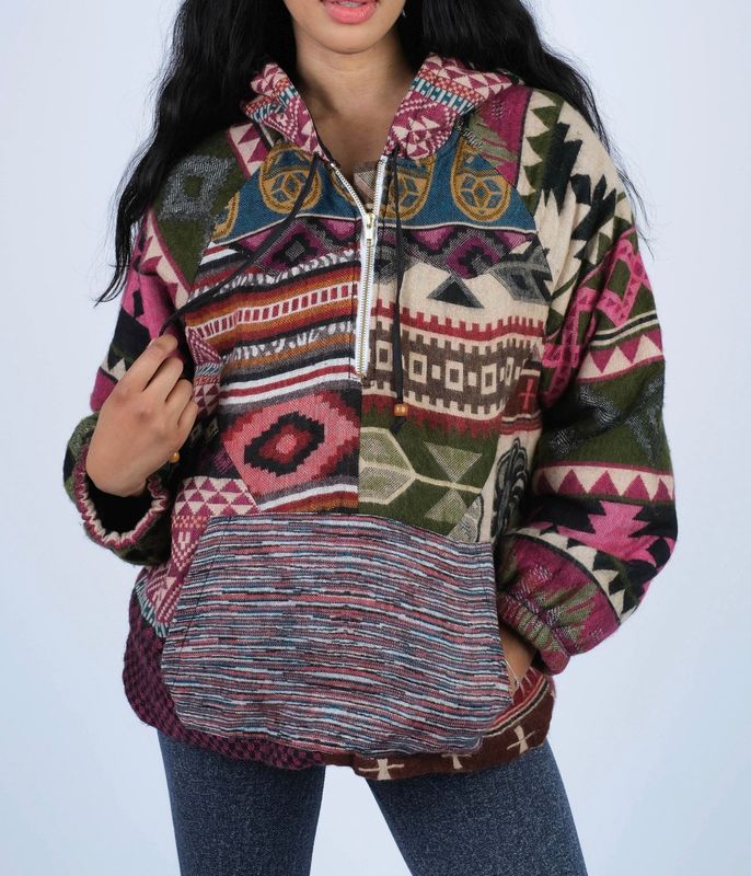 Southwestern Fleece-Lined Hoodie