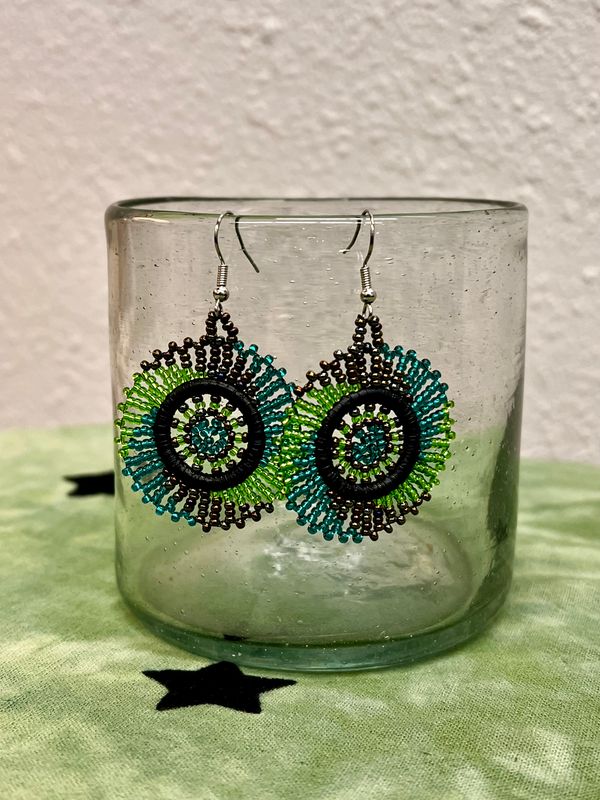 Circle Earrings - Green