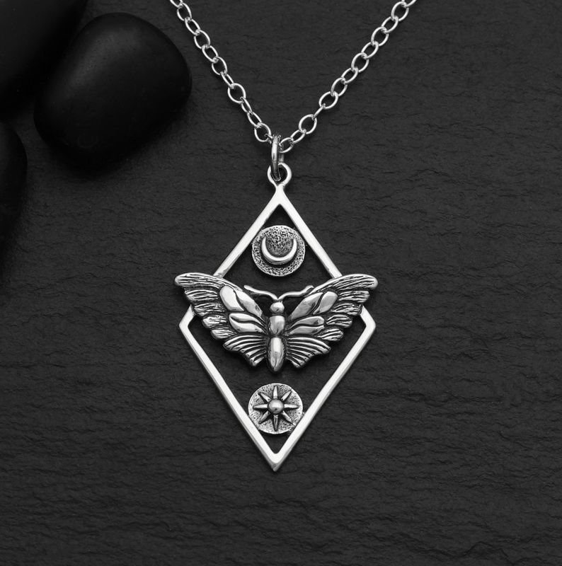 Geometric Moth Necklace