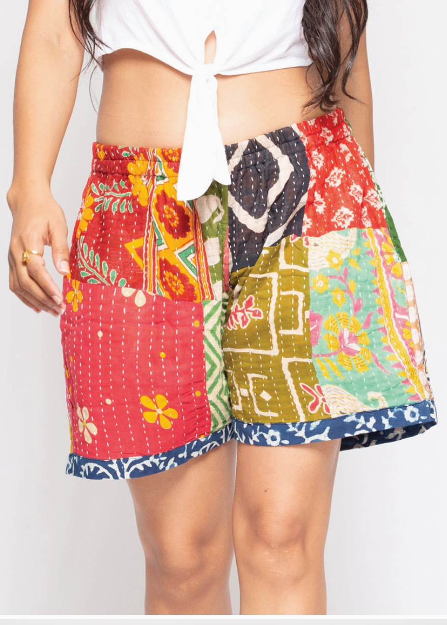 Cotton Kantha Shorts