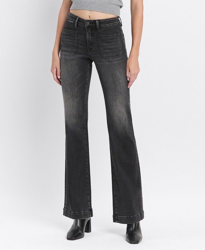 Patch Pocket Wide Legs - Black