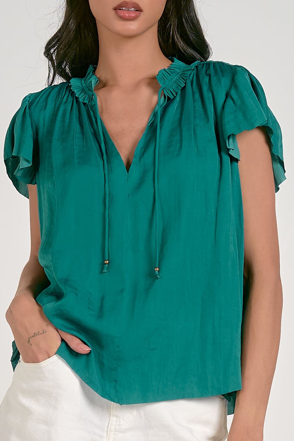 Satin Tie Neck Top