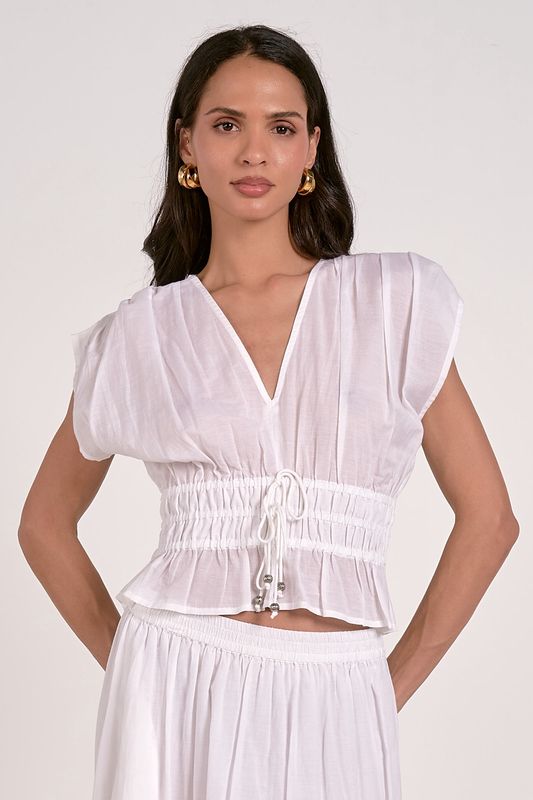Tie Front Peasant Blouse
