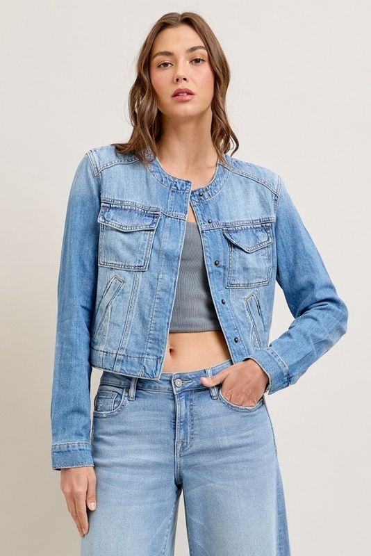 Collarless Trucker Jacket
