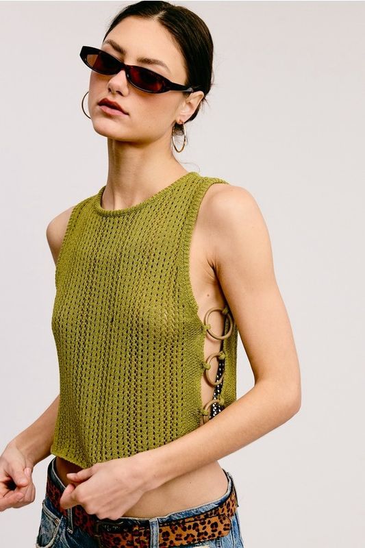 O-Ring Crochet Top - Green