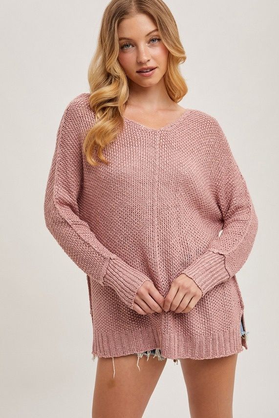 Reverse Seam Sweater - Rose