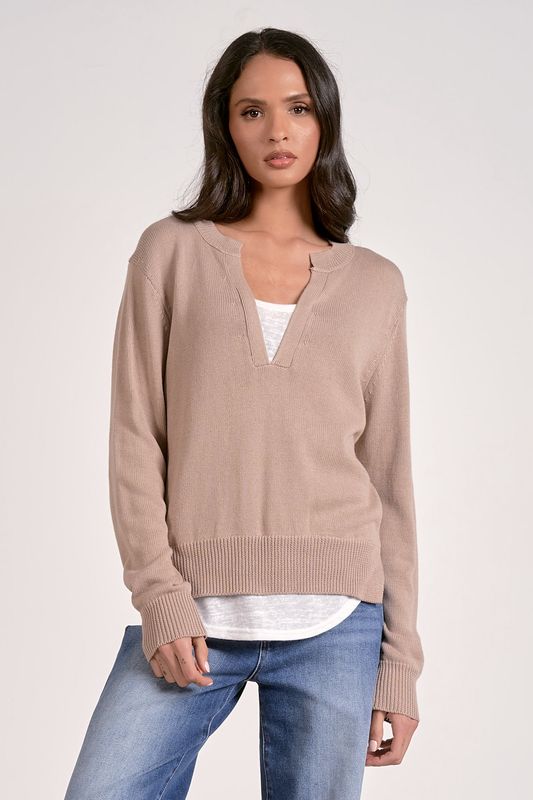 Layered Vneck Sweater - Taupe